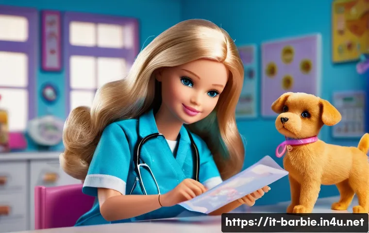 어린이들이 좋아하는 바비 테마 - **Prompt 1: Barbie the Empathetic Veterinarian**
"A Barbie doll, dressed in a clean, stylish vet...