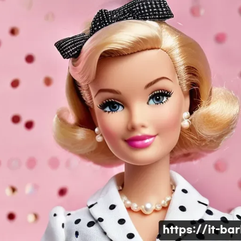 바비인형의 인기 캐릭터 랭킹 - A detailed, elegant portrait of the original 1959 Barbie doll dressed in a sophisticated vintage 195...