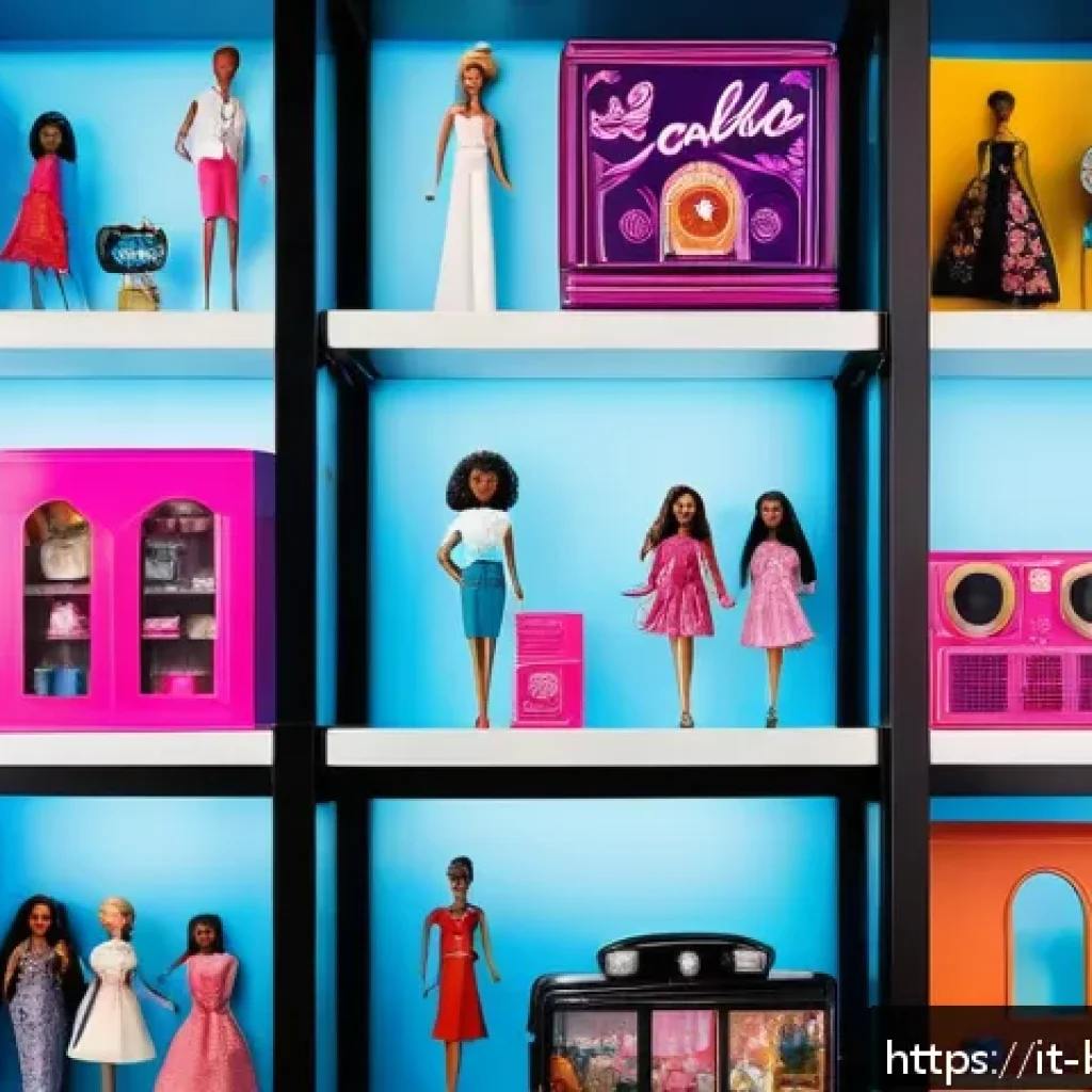 바비와 콜렉터의 심리 - A diverse collection of Barbie dolls displayed elegantly on shelves in a modern collector&rsquo;s room, fe...